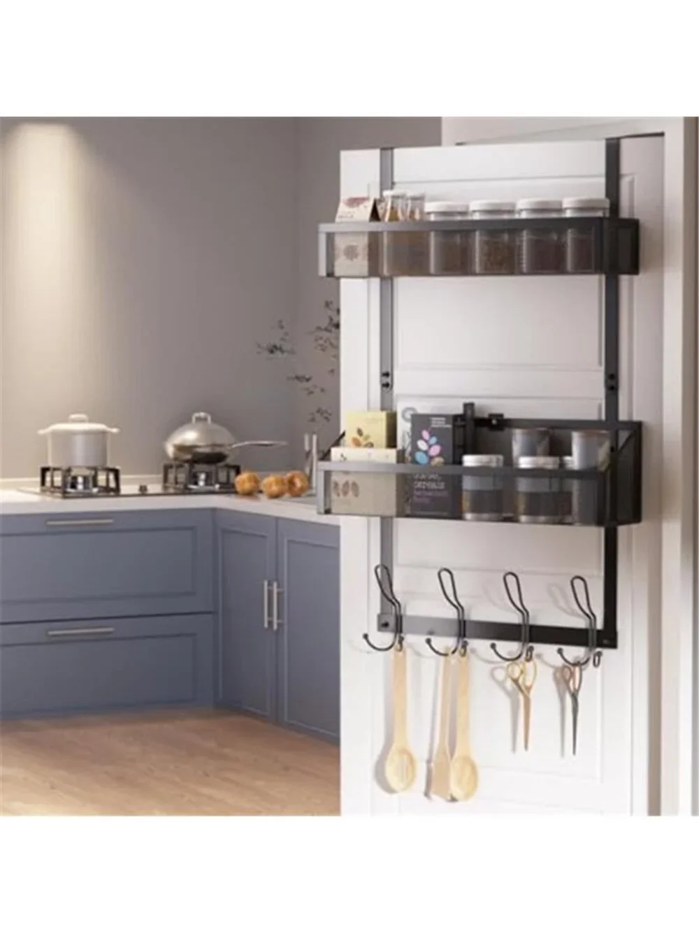 Over Door Organizer Hooks Baskets Bathroom Pantry Storage Rack No Drill